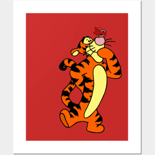 Tiger with Awareness Ribbon butterfly (Red) Posters and Art